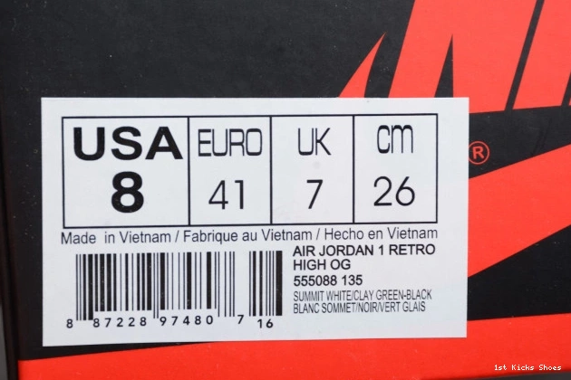 1st Kicks Shoes Green Air High OG Retro Clay Jordan 555088-135 1 0716